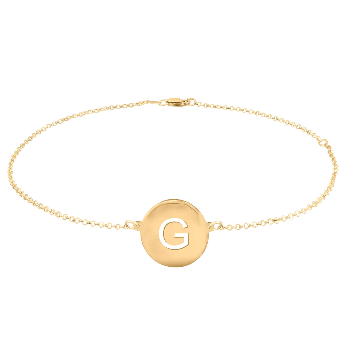 Initial Disc Anklet - gold plated