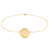 Initial Disc Anklet - gold plated
