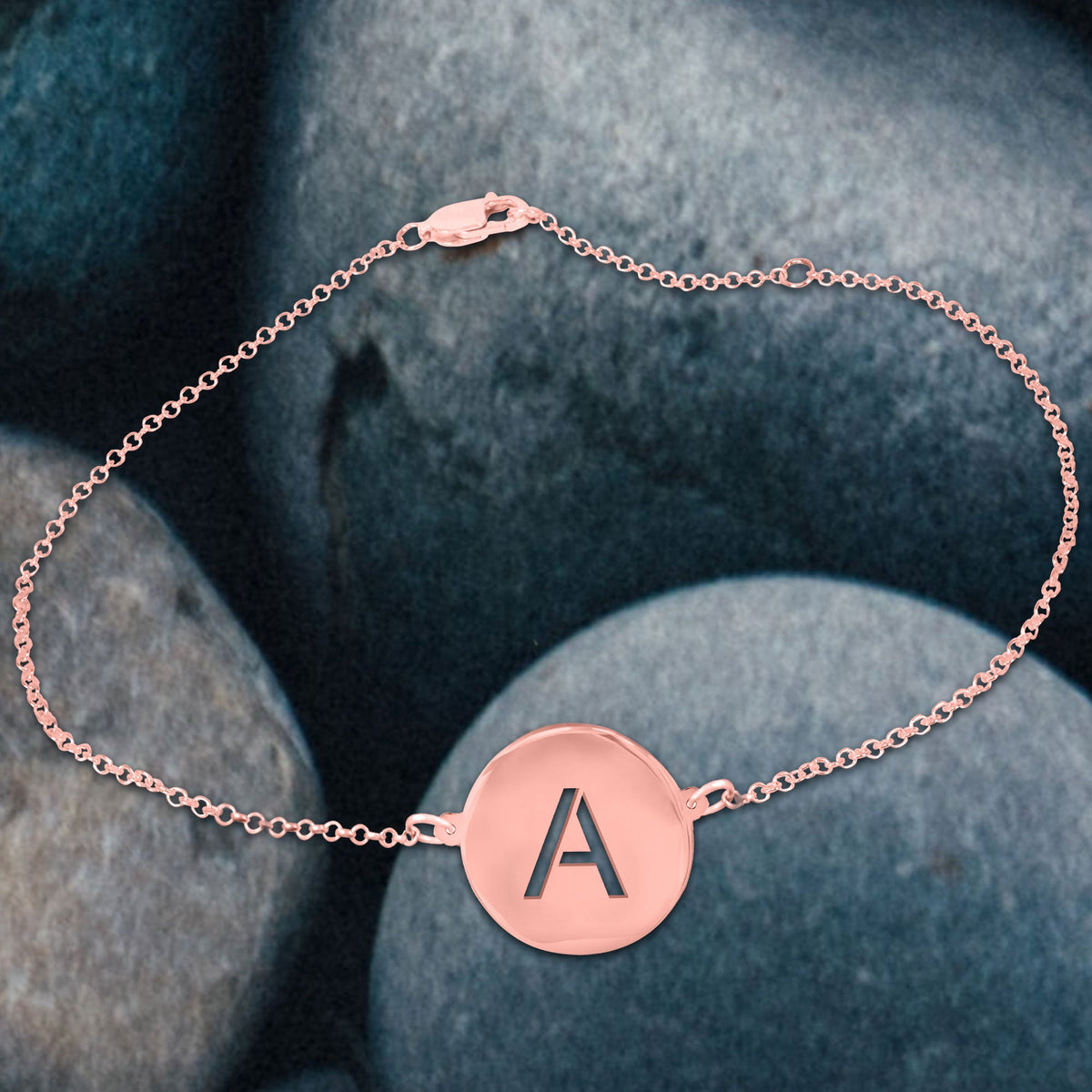 Initial Disc Anklet - rose gold lifestyle