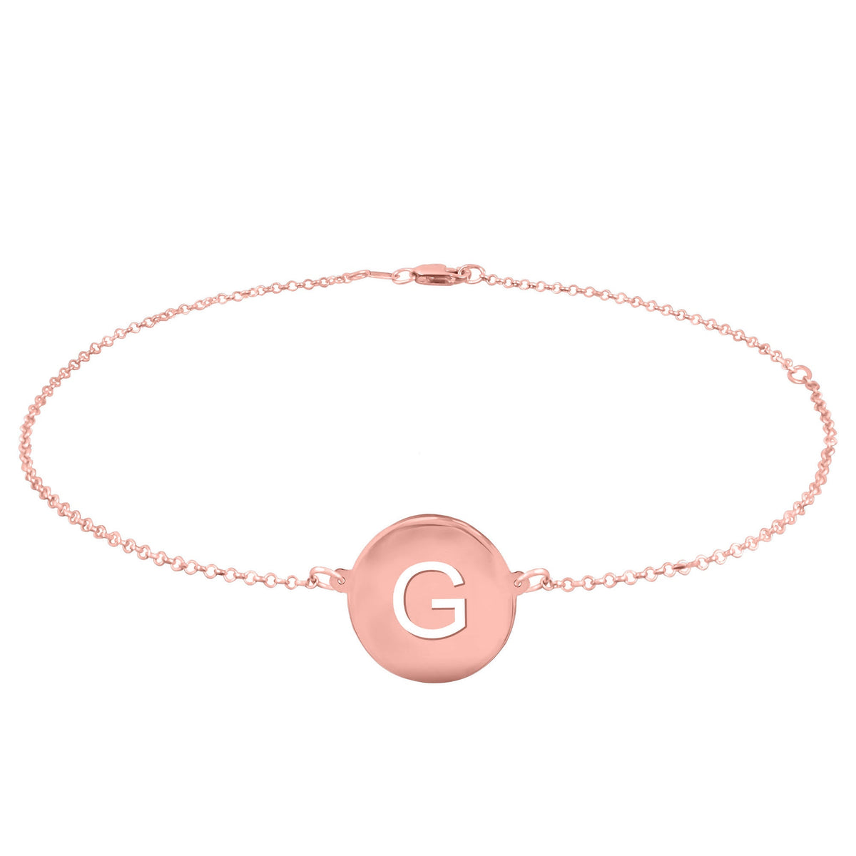 Initial Disc Anklet - rose gold