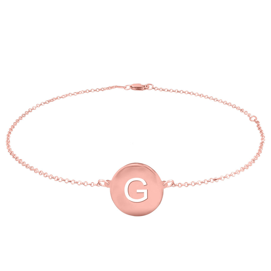 Initial Disc Anklet - rose gold