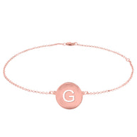 Initial Disc Anklet - rose gold