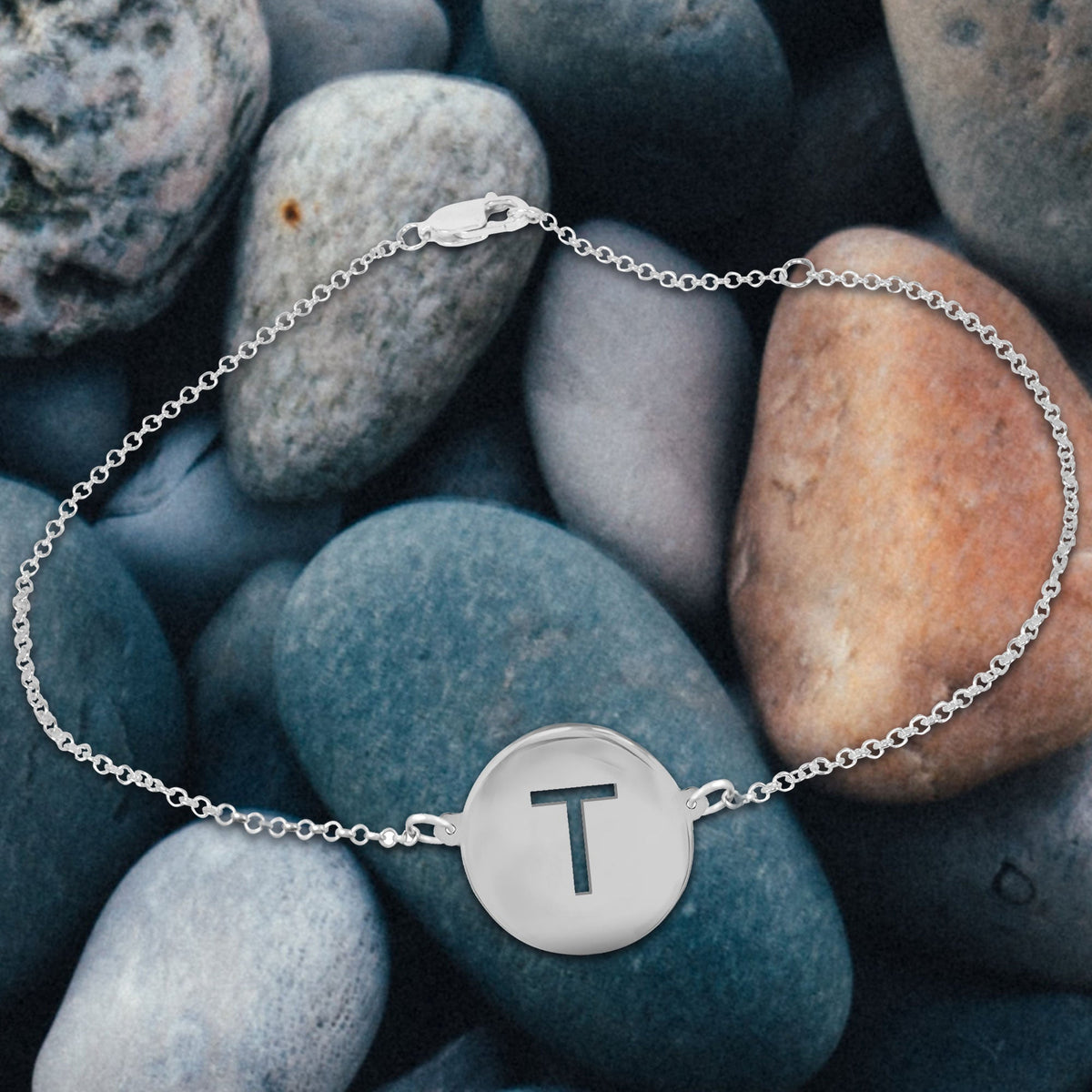 Initial Disc Anklet - sterling silver lifestyle