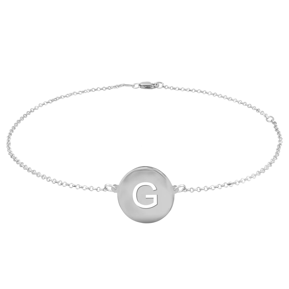Initial Disc Anklet - sterling silver