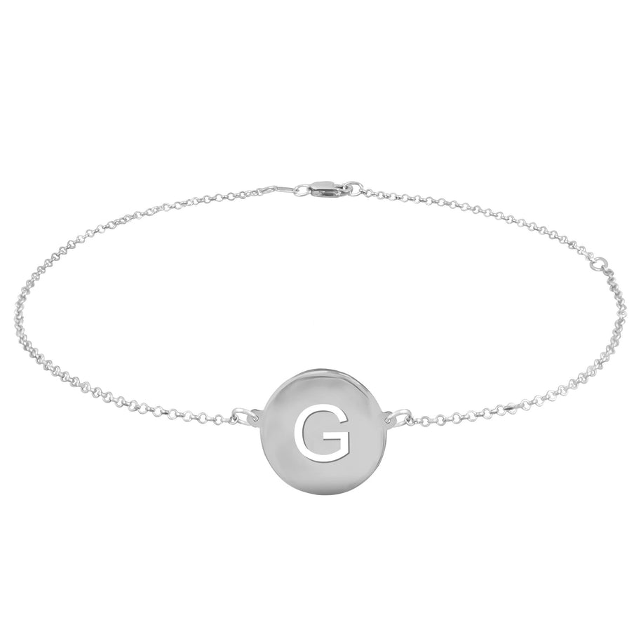 Initial Disc Anklet - sterling silver