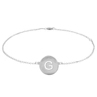 Initial Disc Anklet - sterling silver