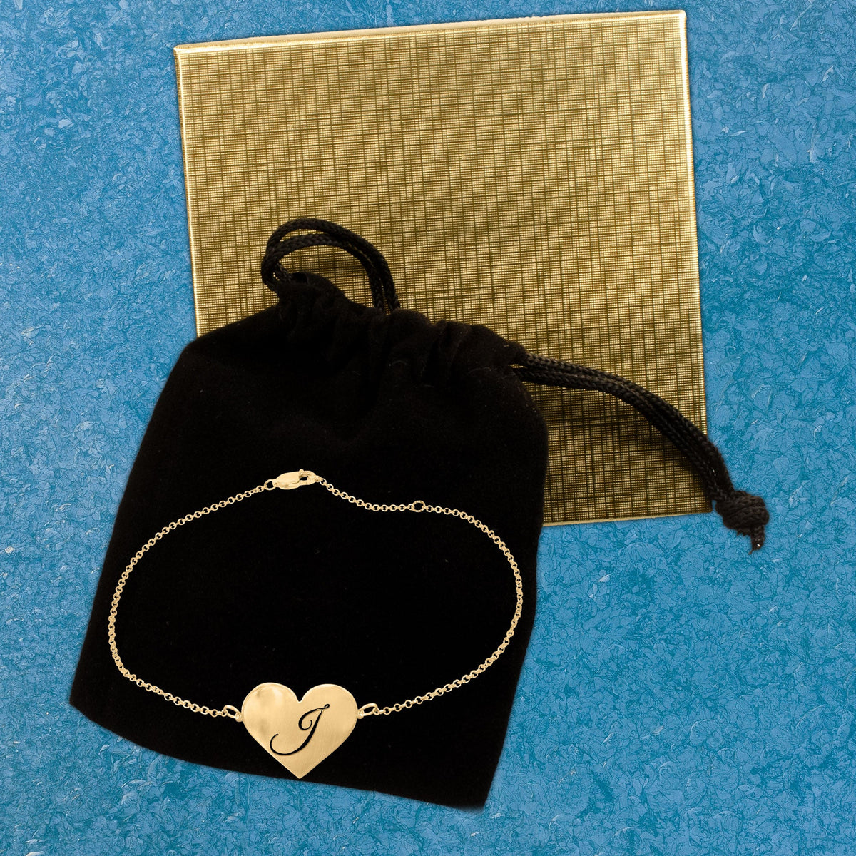 Heart Initial Anklet - gold plated gift box