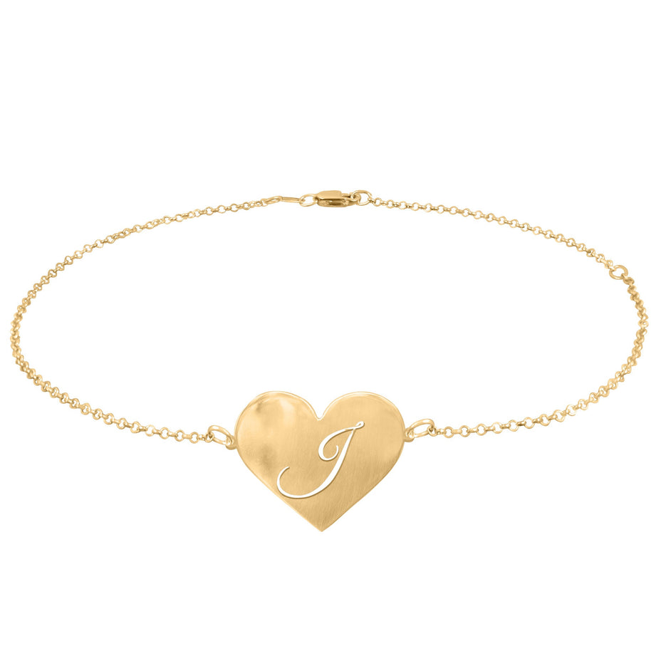 Heart Initial Anklet - gold plated