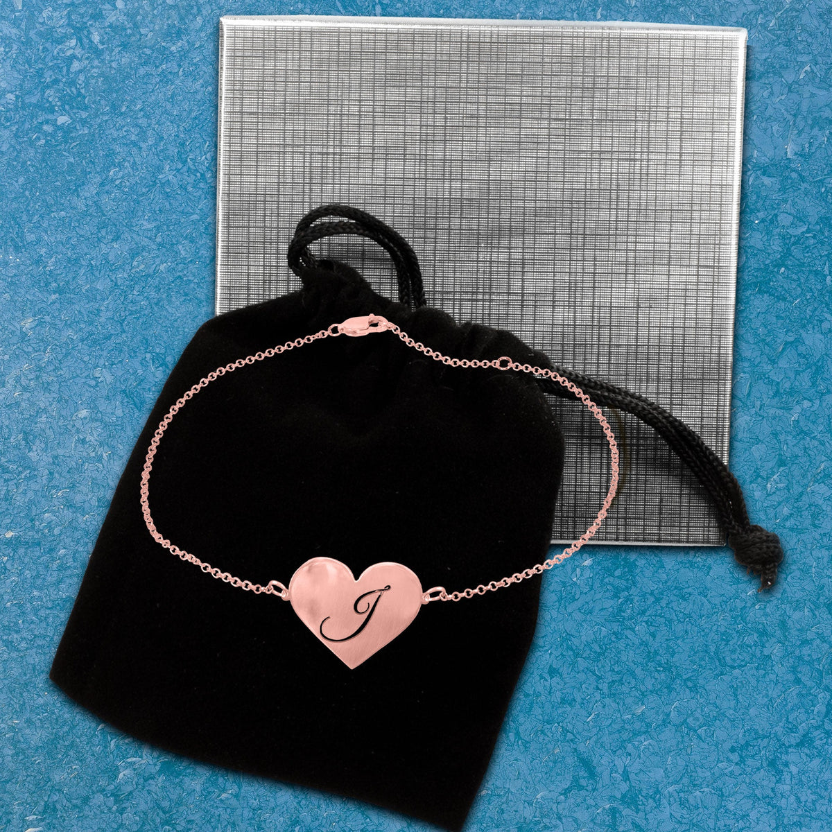 Heart Initial Anklet - rose gold gift box