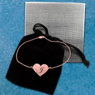 Heart Initial Anklet - rose gold gift box