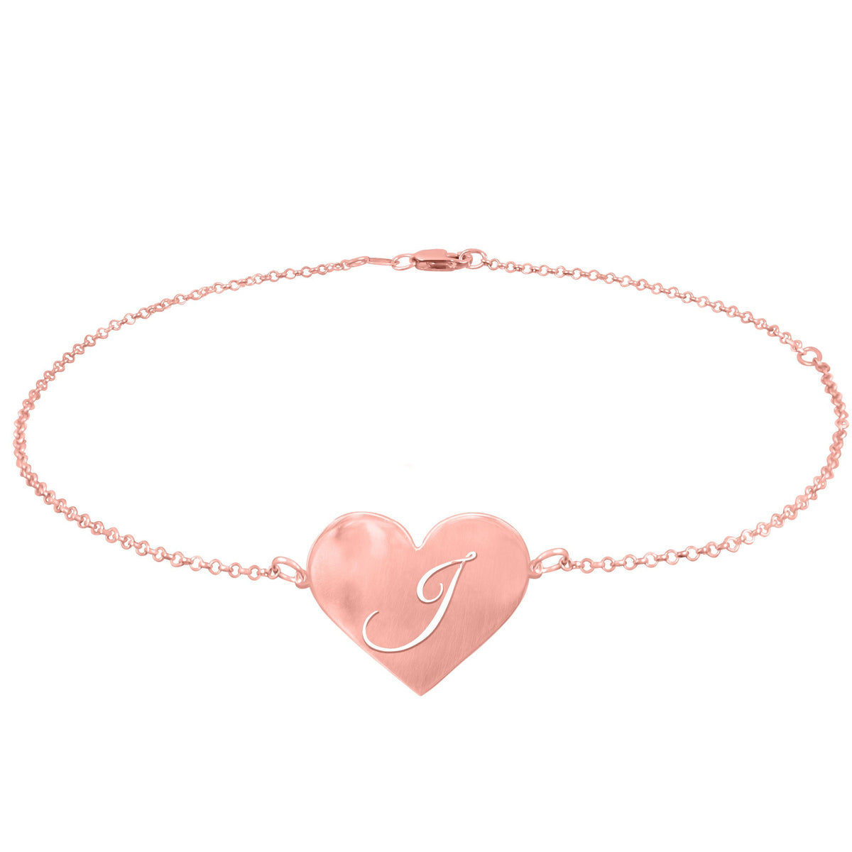 Heart Initial Anklet - rose gold