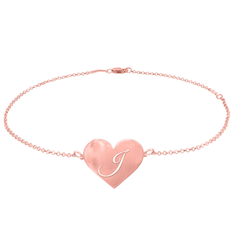 Heart Initial Anklet - rose gold