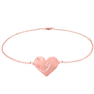 Heart Initial Anklet - rose gold