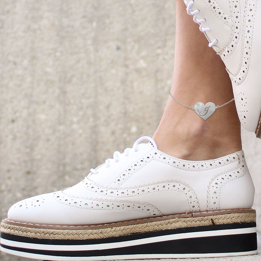 Heart Initial Anklet - sterling silver lifestyle