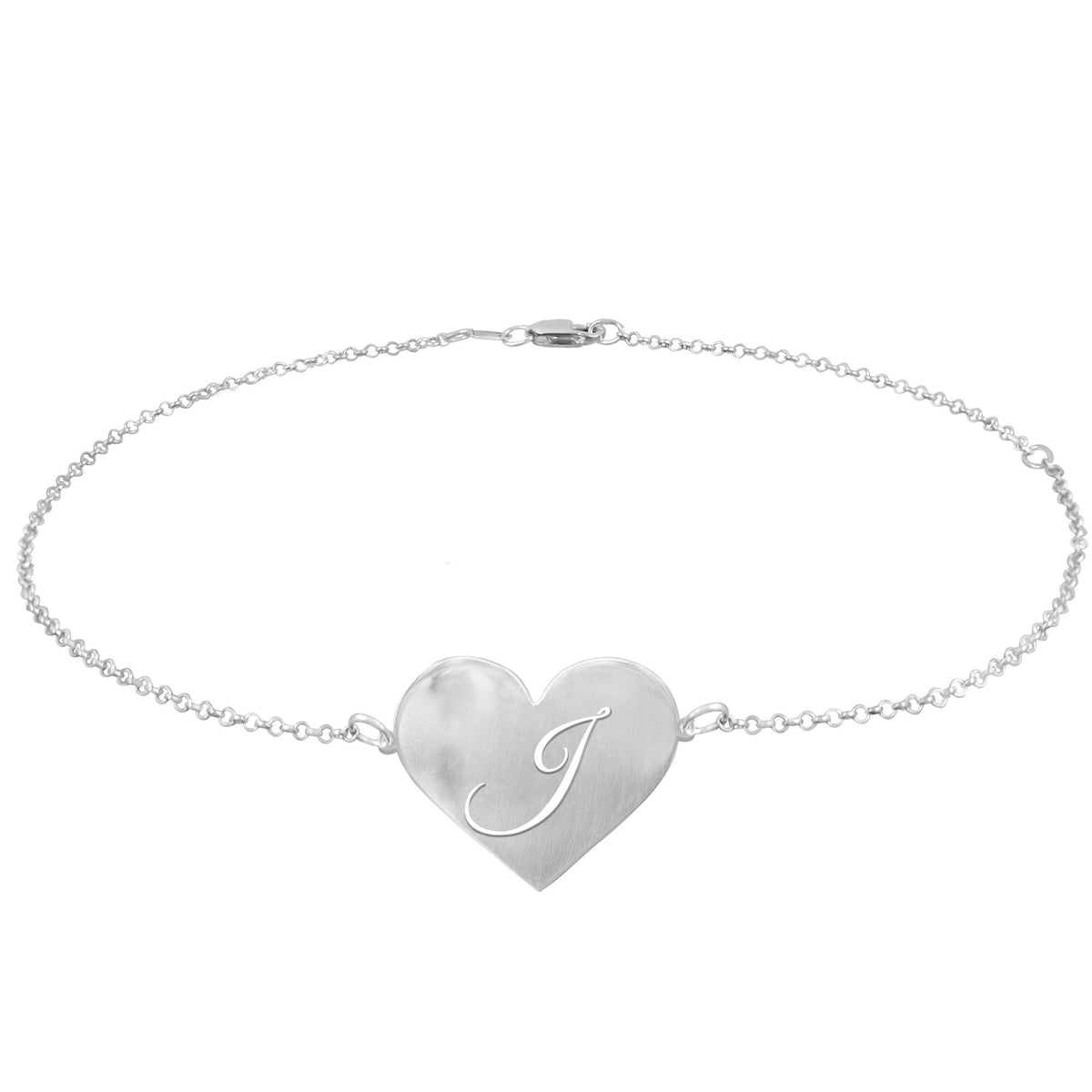 Heart Initial Anklet - sterling silver