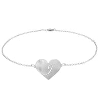 Heart Initial Anklet - sterling silver