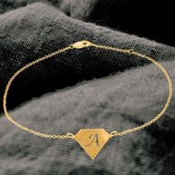 Diamond Shaped Initial Anklet - gold plated lifestyle