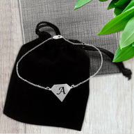 Diamond Shaped Initial Anklet - gift box