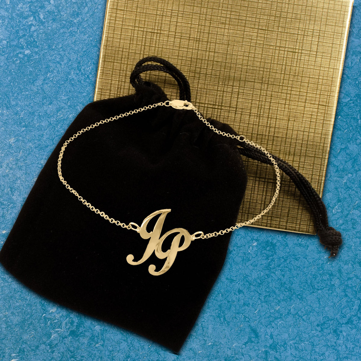 Girl Time Monogram Anklet - gold plated gift box