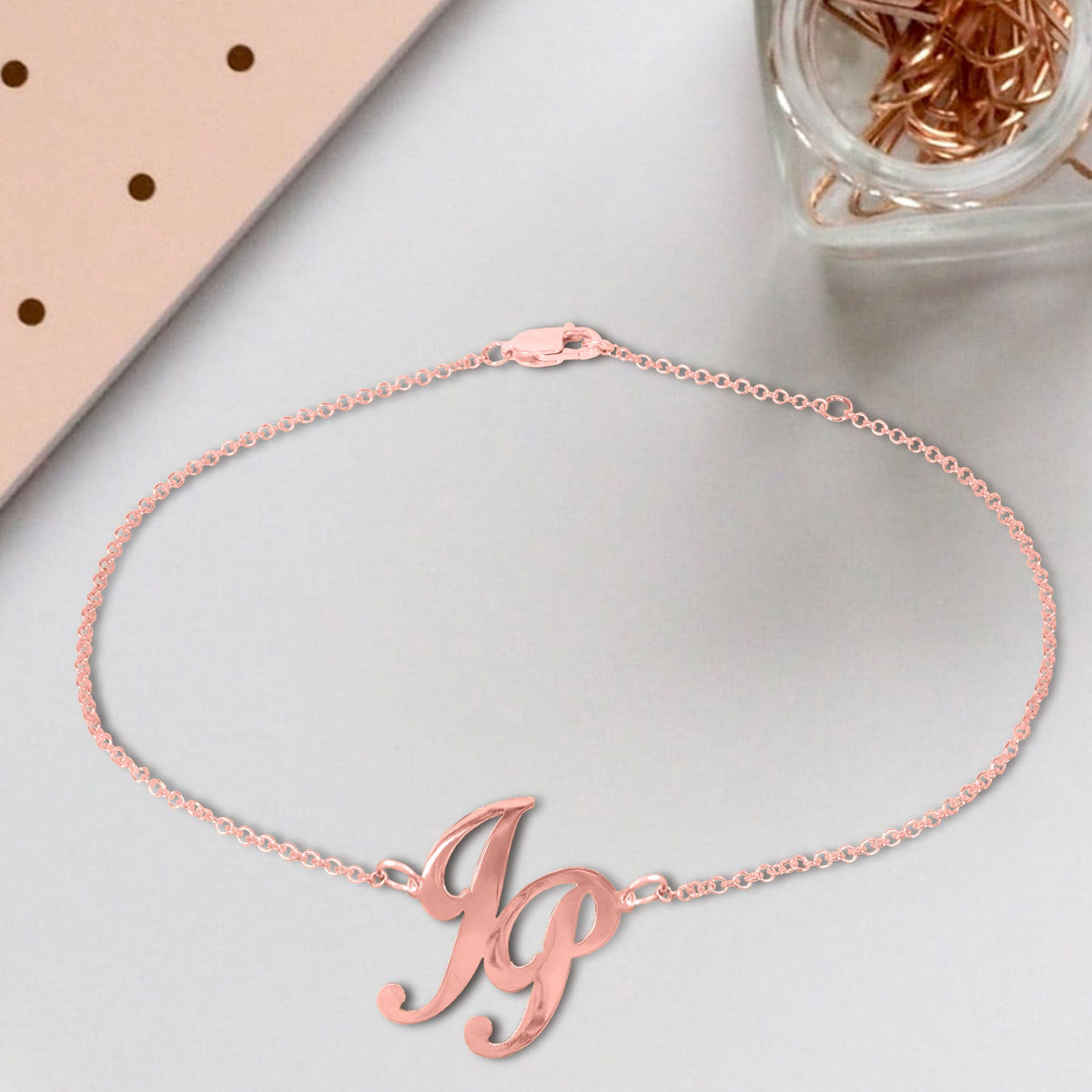 Girl Time Monogram Anklet - rose gold lifestyle