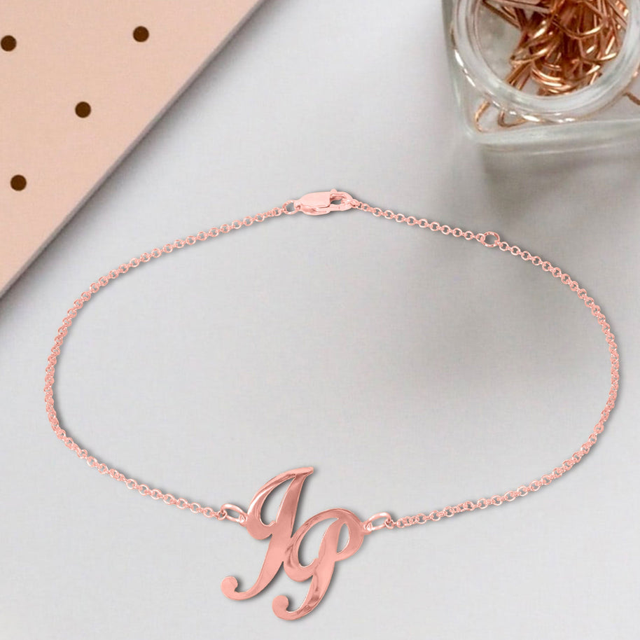 Girl Time Monogram Anklet - rose gold lifestyle