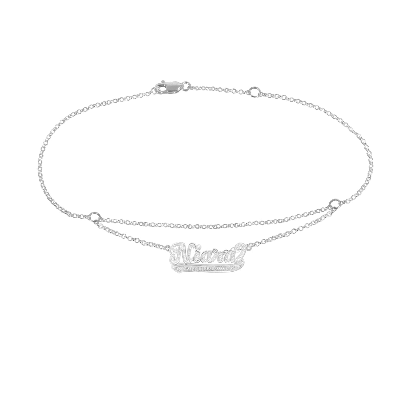 Dazzling Hung Name Anklet with Under Tail