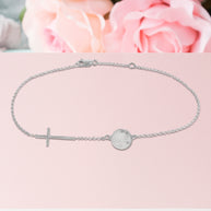 Personalized Engraved Graceful Disc w/Cross Station Anklet