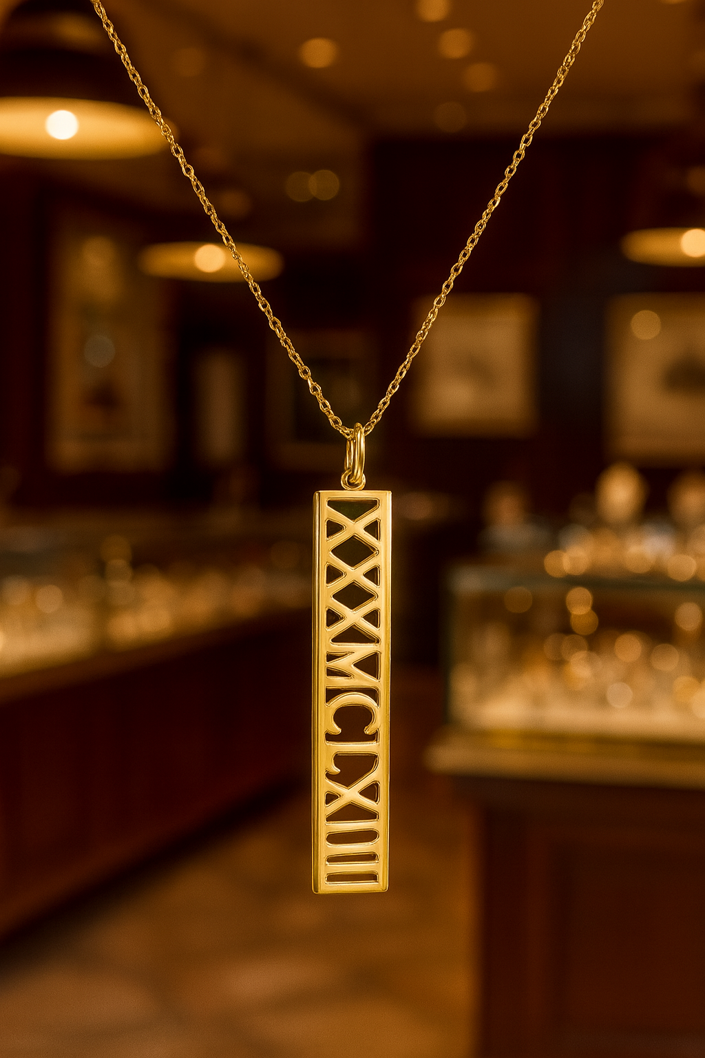 Eternity Roman Numeral Date Pendant