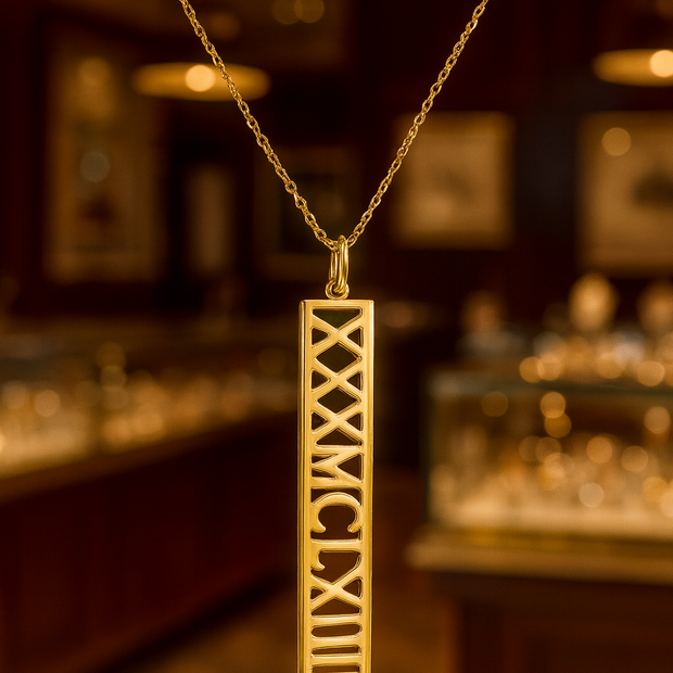 Eternity Roman Numeral Date Pendant