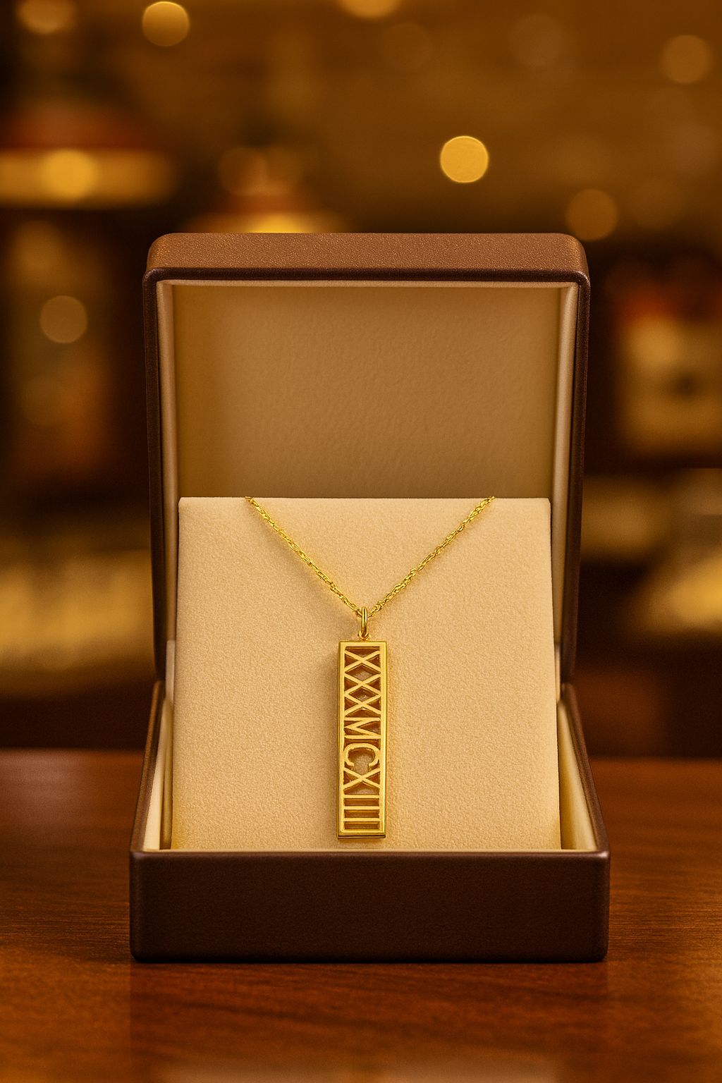 Eternity Roman Numeral Date Pendant