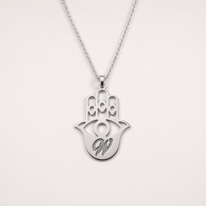 Hamsa Personalzied Initial Necklace| Large Sterling Silver Pendant (Copy)