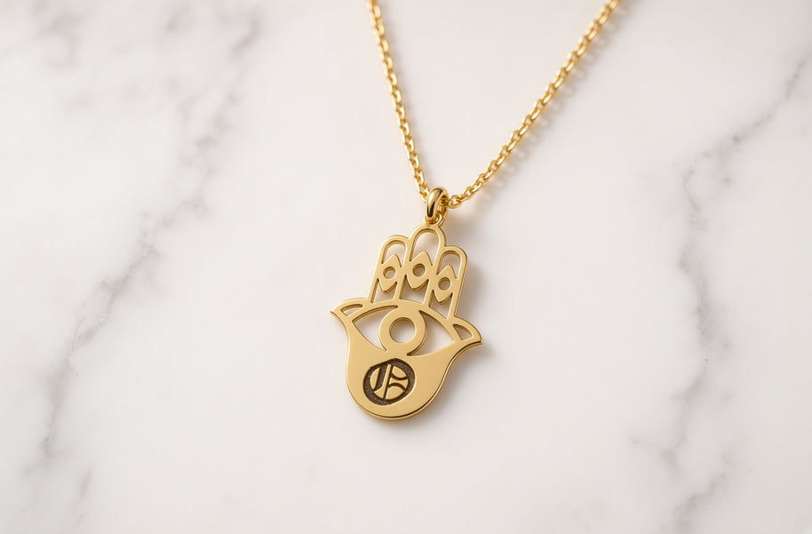 Hamsa Personalzied Initial Necklace| Large Sterling Silver Pendant (Copy)