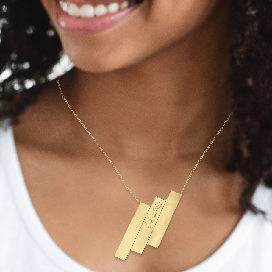 Triple Bar Name Necklace