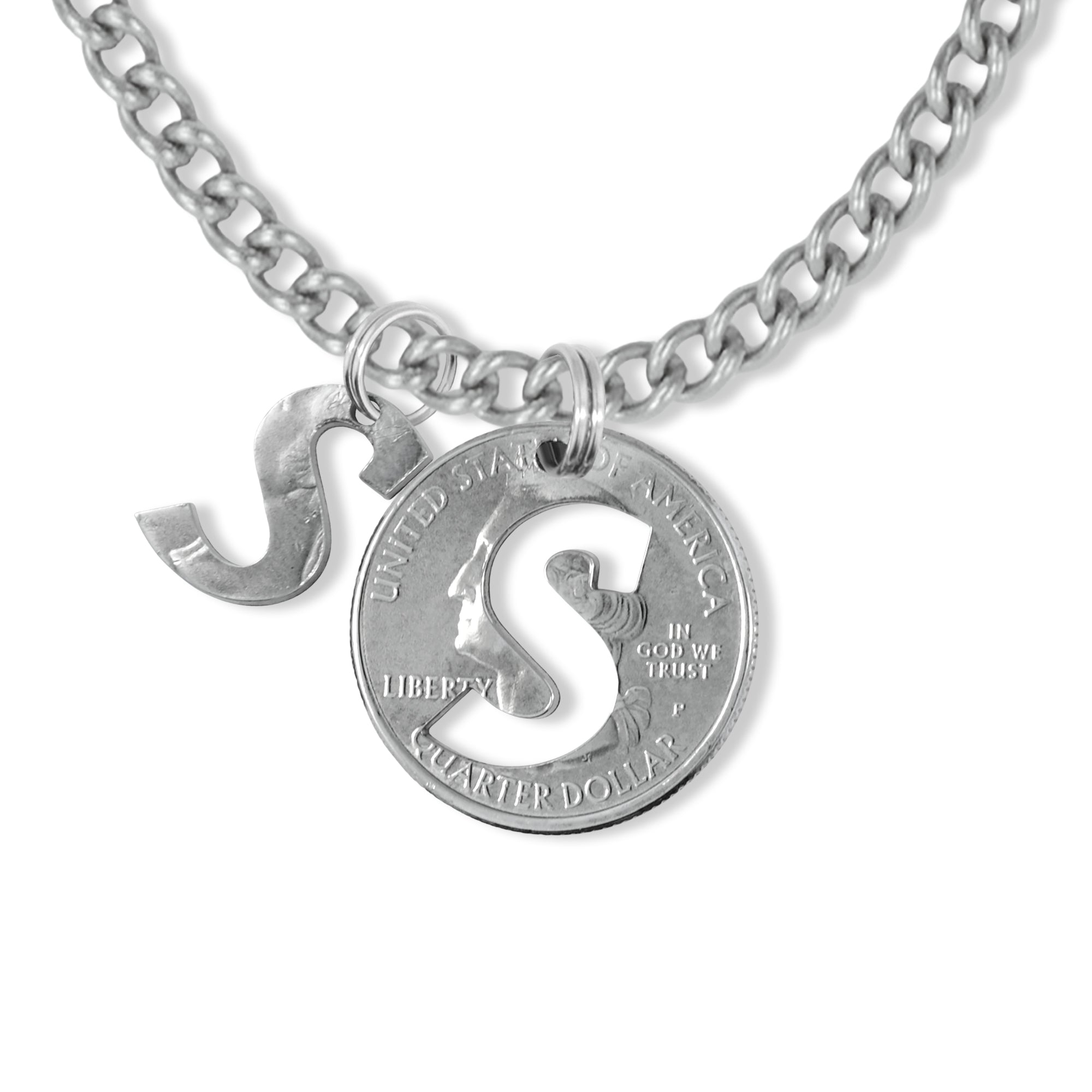 Liberty Letters- Initials Necklace - Minted from U.S. Quarters - Personalized Initial