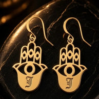 Hamsa Personalized Initial Earrings, Regular, Large or Drop