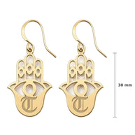 Hamsa Personalized Initial Earrings, Regular, Large or Drop