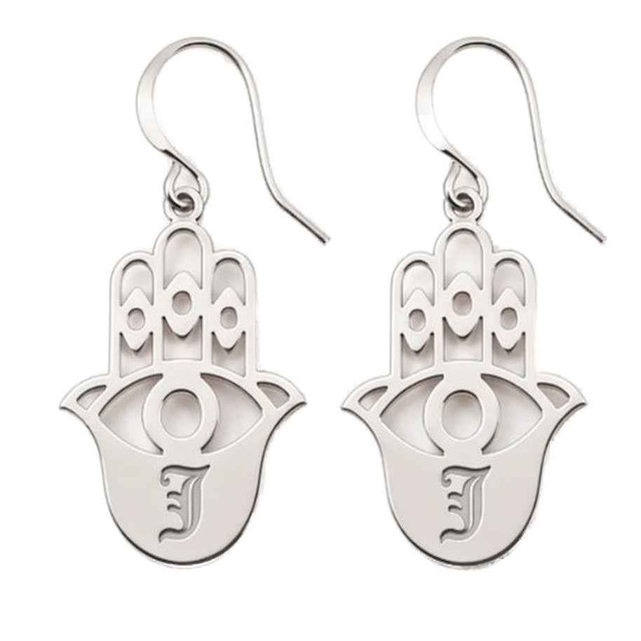 Hamsa Personalized Initial Earrings, Regular, Large or Drop