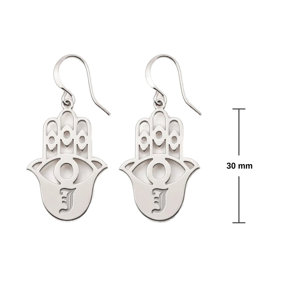 Hamsa Personalized Initial Earrings, Regular, Large or Drop