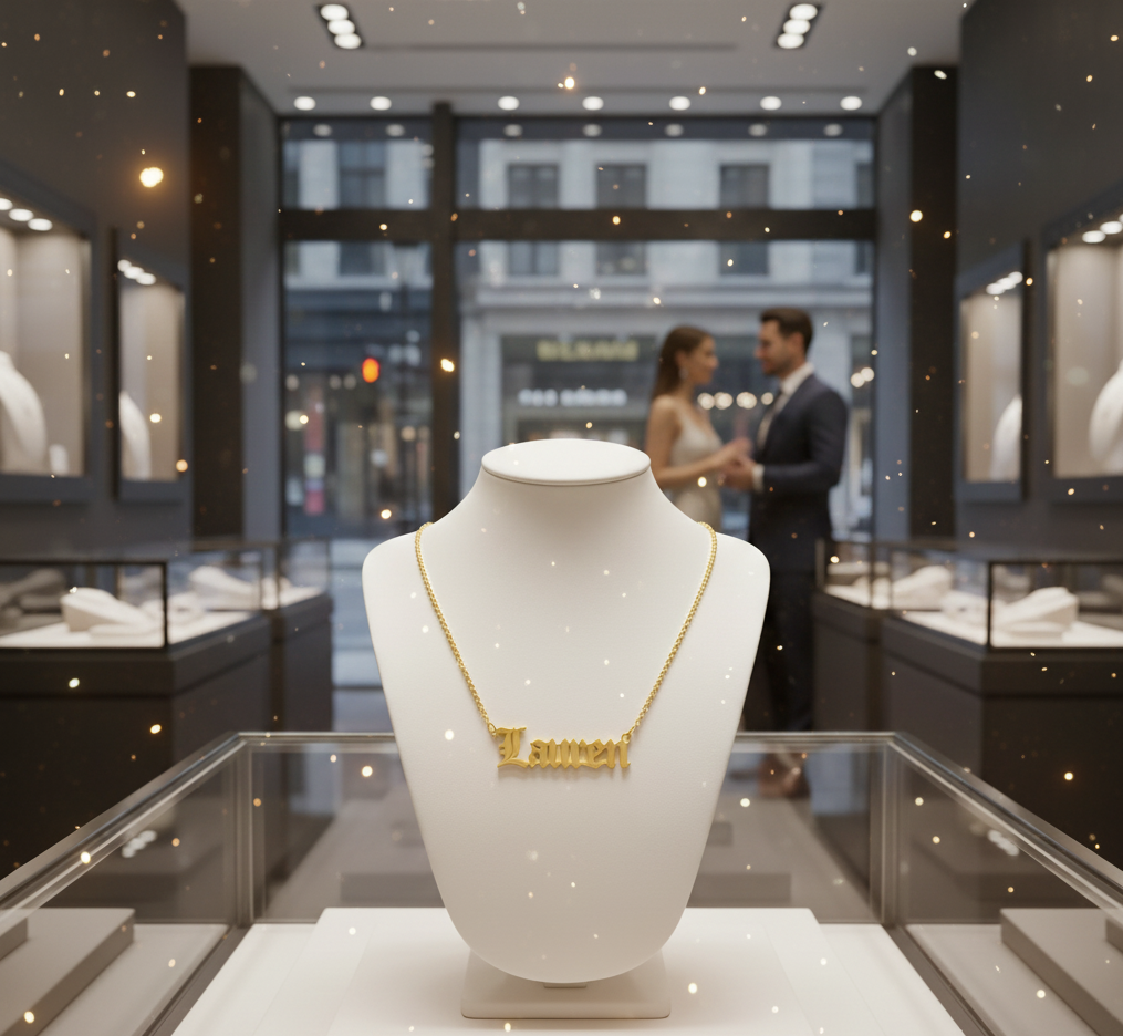 Classic Old English Nameplate Necklace