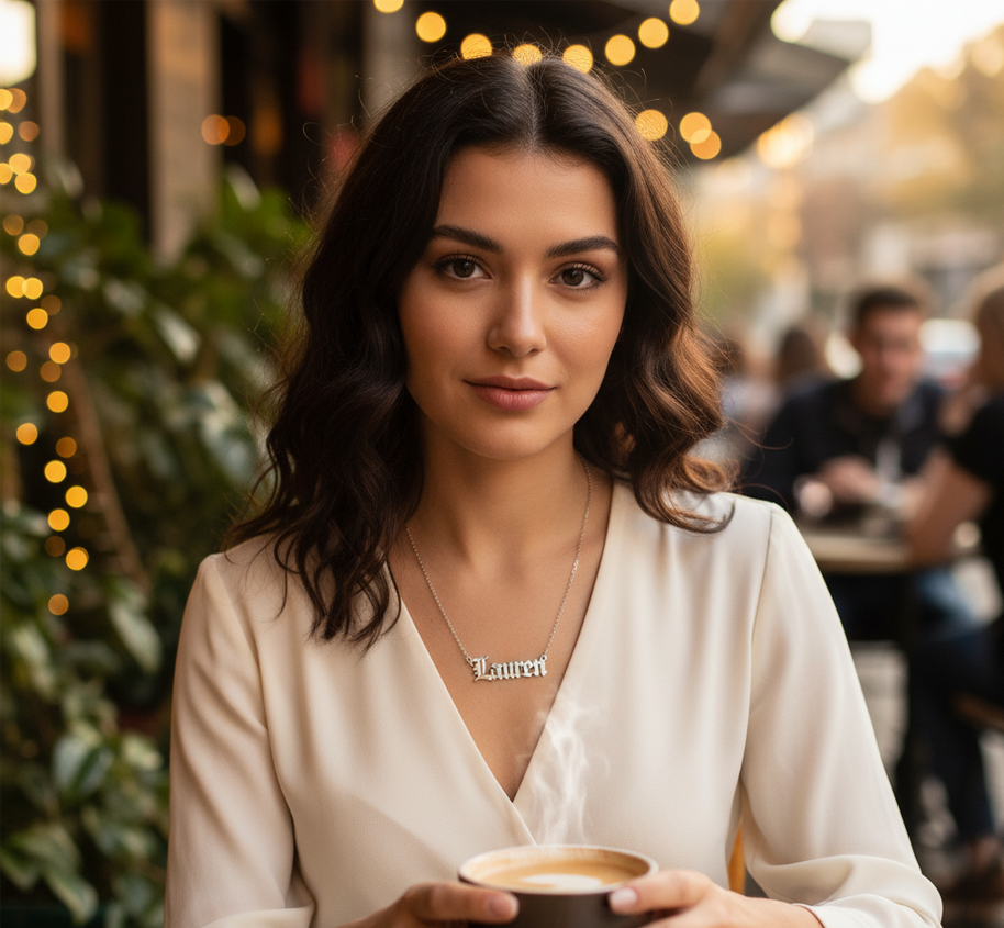 Classic Old English Nameplate Necklace