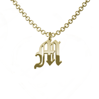 Old English Initial Necklace in Sterling Silver or Gold Plated Sterling Silver - Personalized Initial