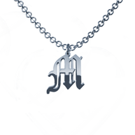 Old English Initial Necklace in Sterling Silver or Gold Plated Sterling Silver - Personalized Initial
