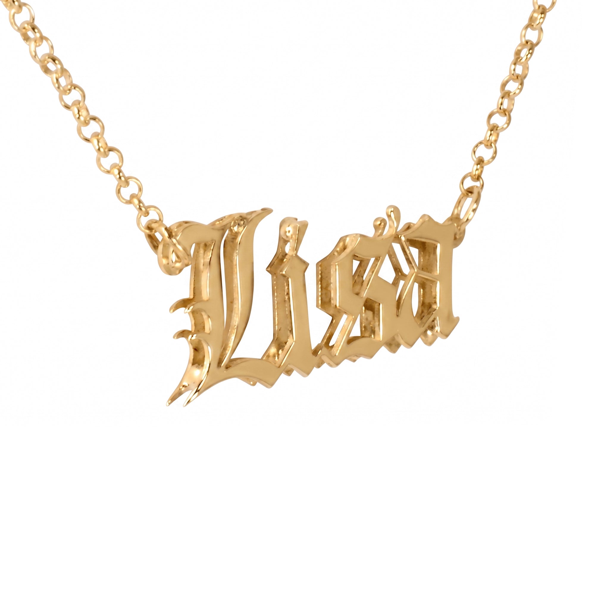 Heights Jewelers Old English Double Nameplate  Personalized Name Necklace
