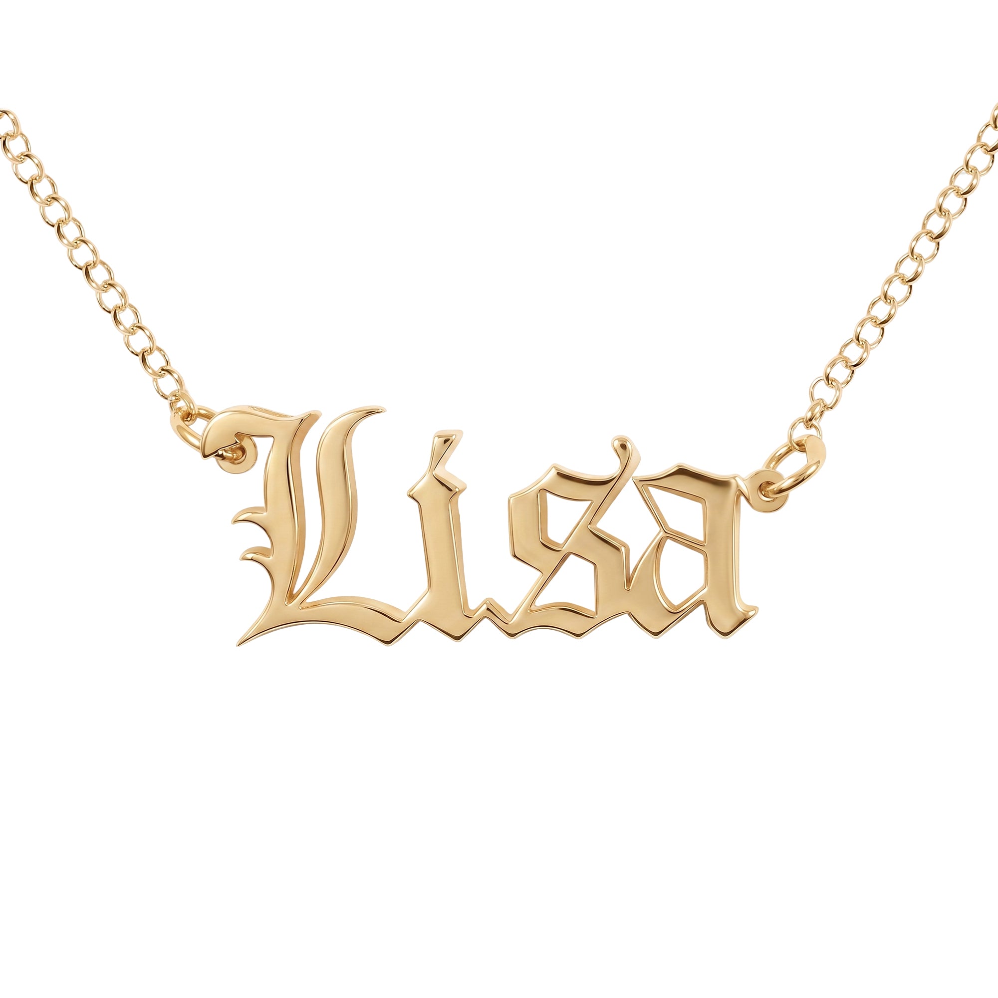 Heights Jewelers Old English Double Nameplate  Personalized Name Necklace
