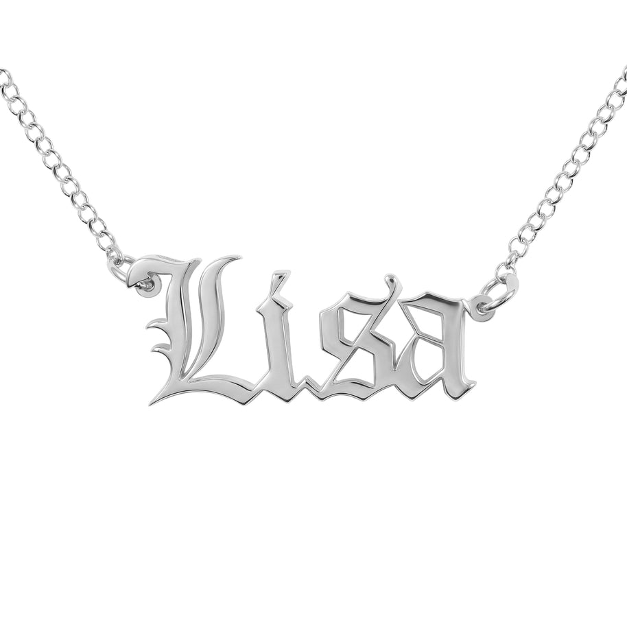 Heights Jewelers Old English Double Nameplate  Personalized Name Necklace