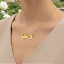 Old English Nameplate Necklace - Custom Name - Sovereign Undertail