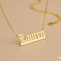 Old English Nameplate Necklace - Custom Name - Sovereign Undertail