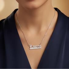 Old English Nameplate Necklace - Custom Name - Sovereign Undertail