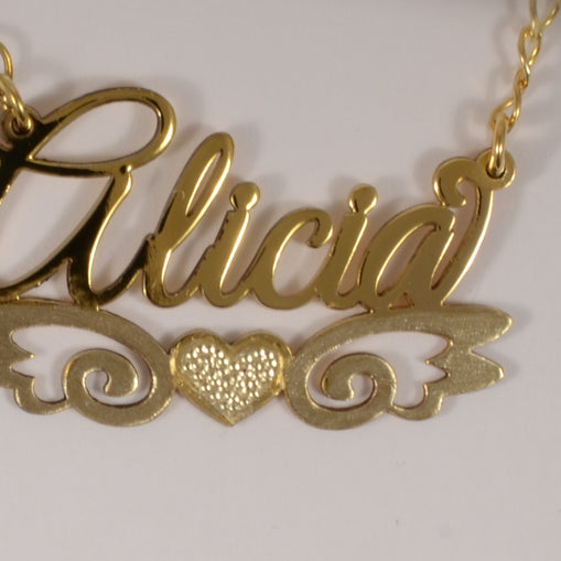 Personalized Angel Wings Name Necklace with Beaded Heart