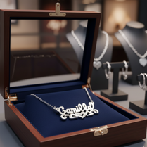 Sterling Silver Name Necklace - Personalized Custom Name - Beaded 3D